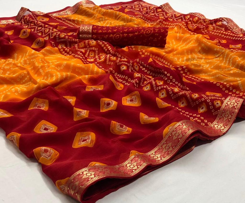 Rajyog Bandhej Latest New Chiffon Regular Wear Sarees Collection